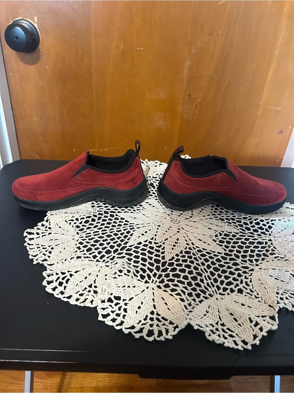 L.L.Bean Sport Moc Red Suede Slip-On Comfort Shoes | Women’s 5M